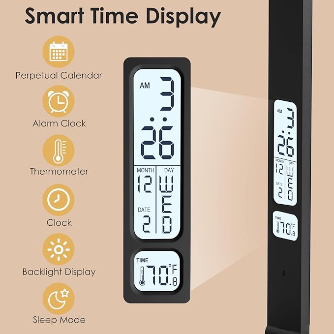 Power Strip with LED Desk Lamp: Table Lamp with Charging Station - 2 Outlets 1 USB-A Ports 1 Type-C Ports, Surge Protection and Led Display, 5ft Extension Cord, 5 Color Modes 5 Brightness