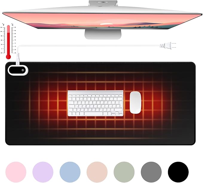 Konohan Heated Desk Pad Warm Mouse Pad, 5 Heating Level & 4 Hour Auto Shut-Off, PU Leather Warm Mouse Mat Heating Keyboard Gaming Mice Warmer Mat Only Supports 110v(Black Color,31.5" X 13")