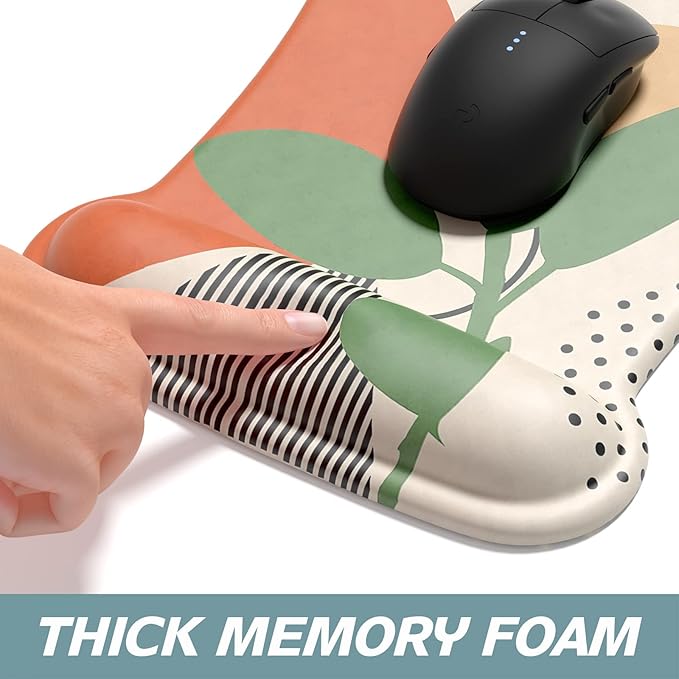 ITNRSIIET Mouse Pad Wrist Support Keyboard Wrist Rest Pad Ergonomic Mousepad Non-Slip Memory Foam Keyboard Pad Easy Typing Pain Relief Perfect for PC Laptop Gaming Office, Modern Abstract Style