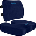 CloudBliss Seat Cushion, Office Chair Cushion, Car Seat Cushion, Lumbar Support Pillow for Office Chair, Back Support Memory Foam Pillow Coccyx Cushion for Tailbone & Coccyx Support, Blue, X-Large