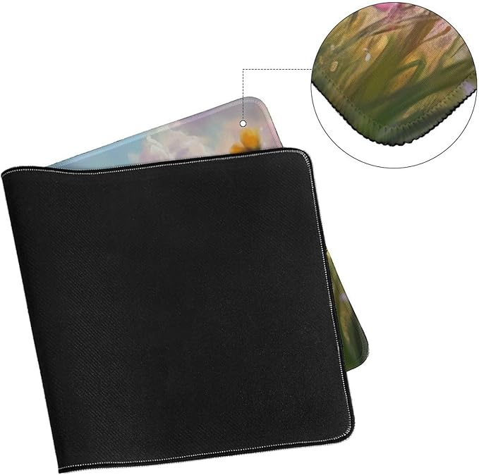 Large Ergonomic Gaming Mouse Pad Charming Fluffy Dog in Bright Meadow - Cute Pet Theme with Non-Slip Base Water-Resistant Surface and Stitched Edges 30x60cm