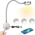 Plug in Dimmable LED Reading Lamp,Wall Mount Book Lights for Bed Headboard,Touch Control, Flexible Gooseneck Headboard,3 Color Modes,10 Brightness Leves, USB Output, Easy to Install Silver 1 Pack