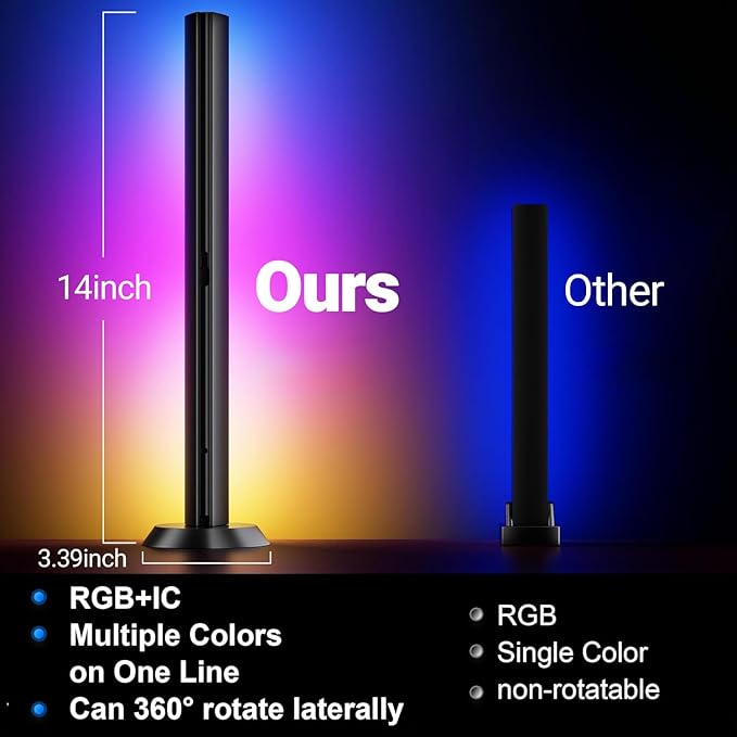 DAYBETTER Gaming Light Bars,RGBICW TV Light Bars,Smart LED Light Bars with Music and Scene Modes,Multiple Placement Options,Mood Lighting,Color Changing Light Bar for Gaming Monitor,TV,Desk,Room Decor