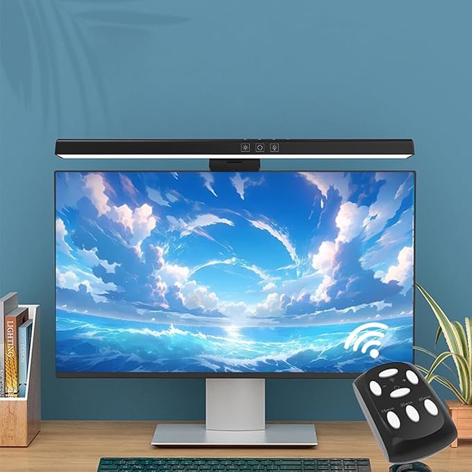 Meichoon Computer Monitor Light Bar with Wireless Remote Control Adjustable Brightness Touch Screen Control Eye Protection LE12 A