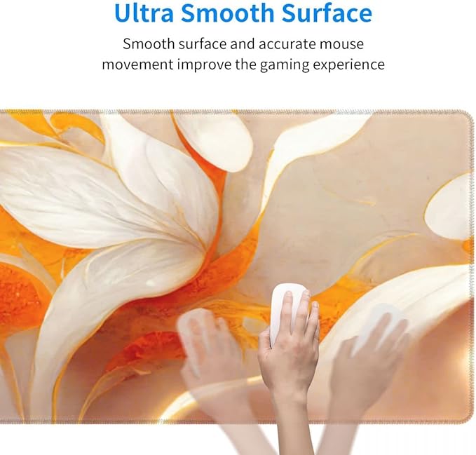 Desk Pad,Office Desk Mat 31.5"×11.8" Large Gaming Mouse Pad,Extended Computer Mouse Pad,Waterproof Thick Big Mouse Pads with Non-Slip Rubber Base Office Home White Golden Marble Flower