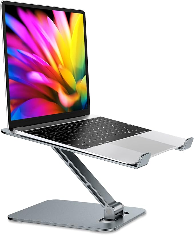 Foldable Laptop Stand, Height Adjustable Ergonomic Computer Stand for Desk, Aluminum Portable Laptop Riser Holder Notebook Mount Compatible with MacBook Pro Air, HP, Dell 10-16"(Gray)