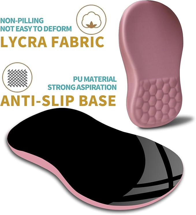 Hokafenle Ergonomic Mouse Pad Wrist Support with Massage Design, Wrist Rest Mousepad with Memory Foam&Non-Slip PU Base, Mouse Pads for Wireless Mouse & Desk (12x8 inch,Pink)