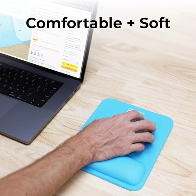 BLACK+DECKER Ergonomic Mouse Pad Wrist Support - Comfortable Mouse Pad Wrist Rest - Wrist Relief Gel Mousepad - Non-Slip Base Aesthetic Mousepad for Gaming, Home, Office - Perfect for Computer, Laptop