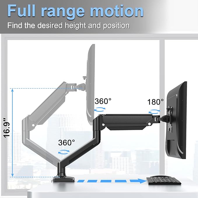 Single Monitor Mount Arm Fits up to 32 Inch, Desk Mount Holds 4.4-19.8lbs Computer Screen, Full Motion Monitor Desk Mount, VESA Mount 75x75, 100x100