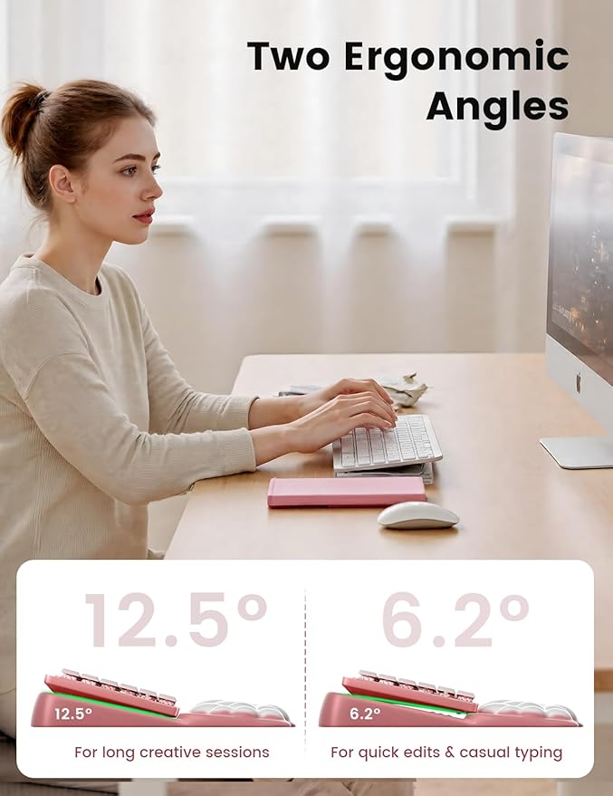 Vaydeer Keyboard Stand Wrist Rest, Cloud Ergonomic Wrist Support Pad Soft Memory Foam, Computer Keyboard Riser Holder Lifter Tilt Cushion for Desk, Palm Hand Typing for Office Home Gaming Pain Relief