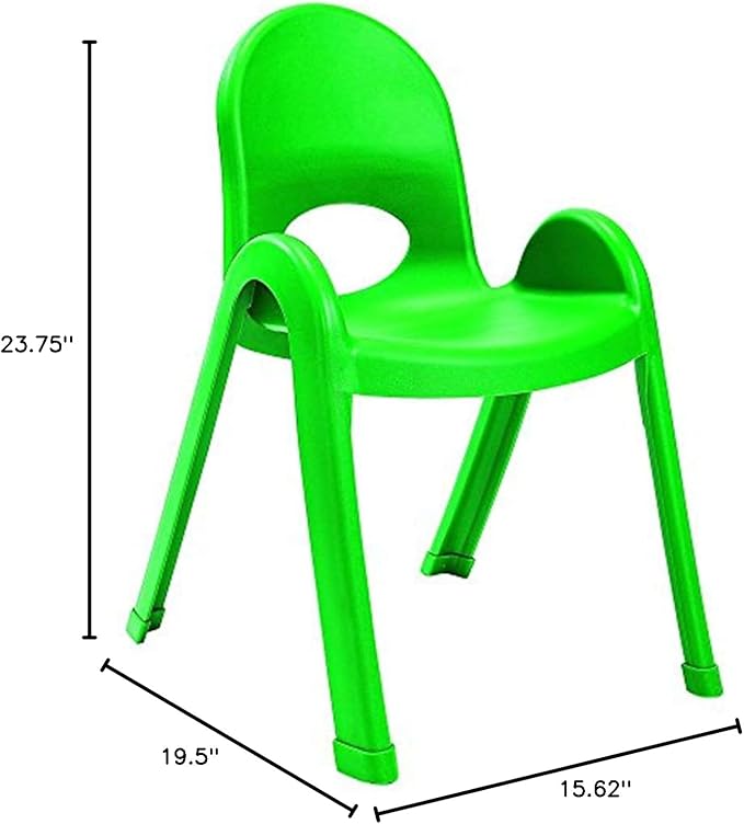 Angeles Value Stack 13" H Chair, Shamrock Green, 4 Pack, Stackable Ergonomic Seating Solution for Classrooms Daycares and Homeschools