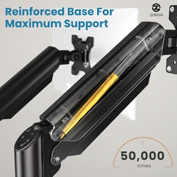 Dual Monitor Arm Full Motion Gas Spring Desk Mount for 13-34" Screens, Space-Saving VESA Stand for Gaming, Work, and Productivity