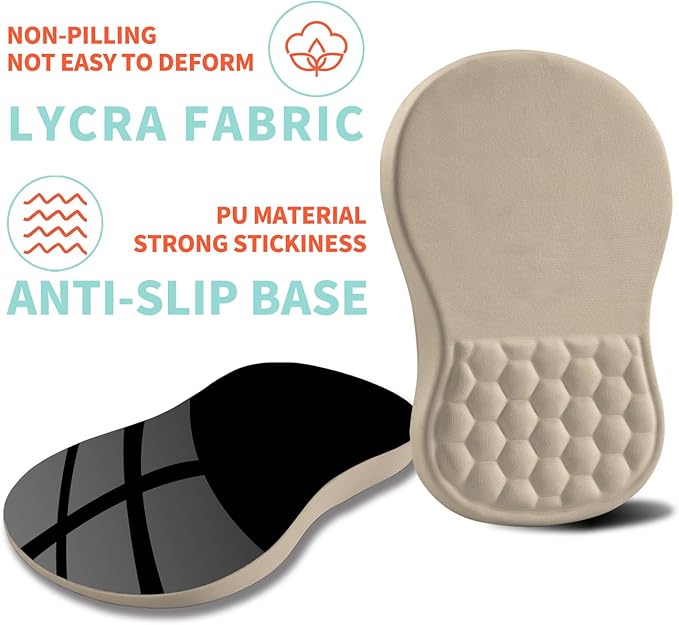 Ergonomic Mouse Pad Wrist Support with Memory Foam Massage Bulge, Carpal Tunnel Mousepad Wrist Rest for Mouse(12x8 inch, Apricot)