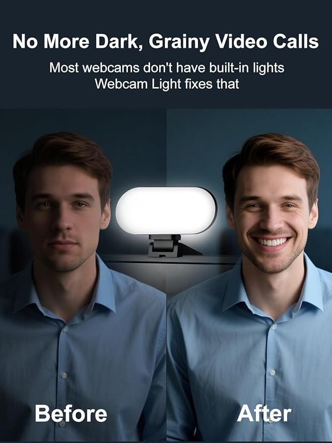 Video Conference Lighting & Computer Light – USB LED Panel for Laptop & Desktop, Plug-and-Play Webcam Light for Zoom, Teams, Streaming & Remote Work, 3 Color Modes & 10 Brightness Levels
