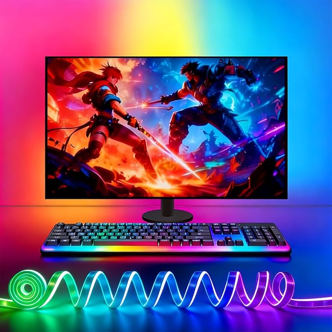 pc sync Light bar，LED Light Strips Deliver Synchronized Lighting Effects with Screen Colors and Music, Compatible with Win/Mac Systems. (PC Sync Light (for 24-inch Models))