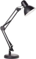 Newhouse Lighting 24-in. Wright Painted Black Metal Swing Arm Lamp with Weighted Base and Clamp NHDK-WR-BK, Tall Desk Lamp for Home Office or Home Improvement, Adjustable Office Desk Accessory