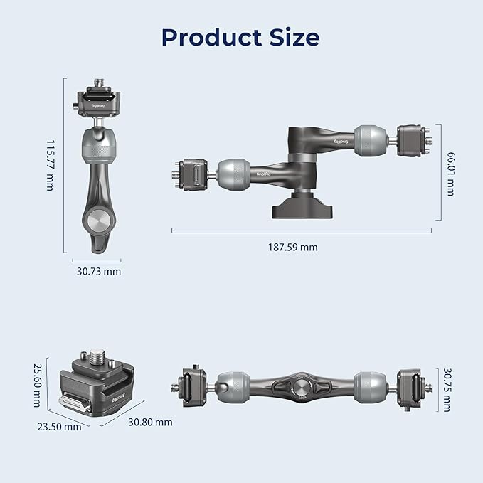 SMALLRIG 7" Rosette Magic Arm, HawkLock H21 Quick Release Structure, w 1/4"-20 Screws and Anti-Twist Pins, for Monitors, Lights, Max Load Cpacity 3.5kg