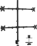 VIVO Premium Quad Ultra Wide LCD LED 27 to 38 inch Monitor Desk Mount, Heavy Duty C-clamp, Extra Tall Pole, Adjustable Telescoping Arms, Flush Wall Setup, Fits 4 Screens, Black, STAND-TS38C-4