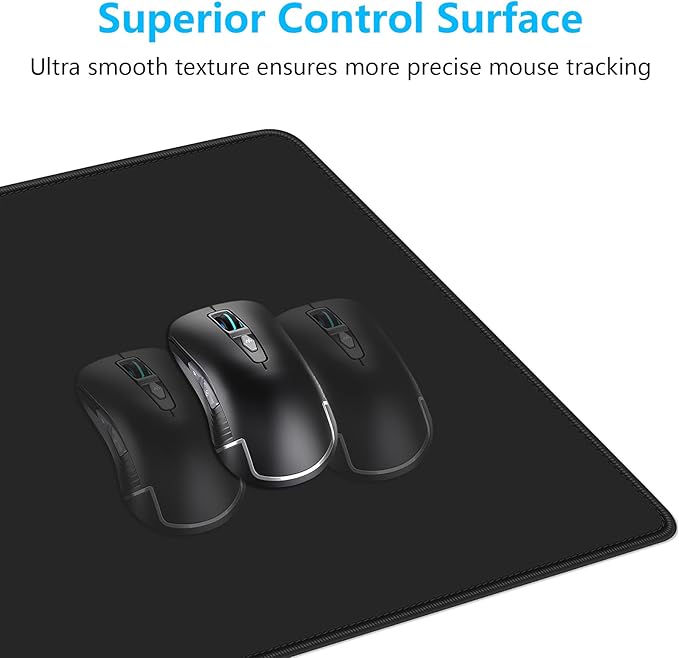 Dapesuom Large Gaming Mouse Pad, Extended Mouse Mat with Stitched Edges, Full Size Keyboard Pad with Non-Slip Base, Big XXL Computer Desk Mats for Gamer, Laptop, Office, 31.5 x 15.7in, Jet Black