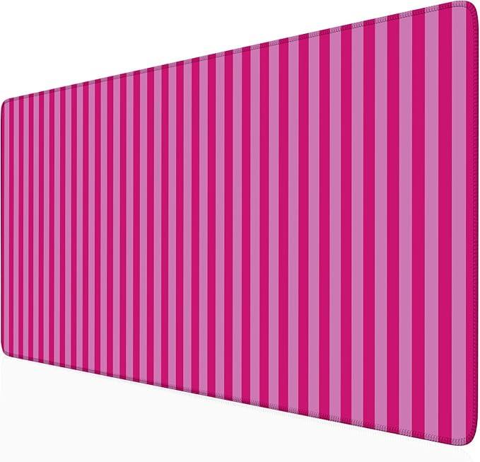 Hot Pink Striped Desk Mat Cute Pastel XXL Large Gaming Mouse Pad Desk Pad Kawaii Aesthetic Cozy Keyboard Laptop Computer Mat Home Office Decor for Women 31.5 * 15.7"