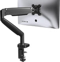 Sinlge Monitor Mount for 13 to 34 inch Flat/Curved Computer Screen, Gas Spring Ultrawide Monitor Arm Holds up to 26.5 lbs, Clamp & Grommet Base, VESA 75x75/100x100mm, Black