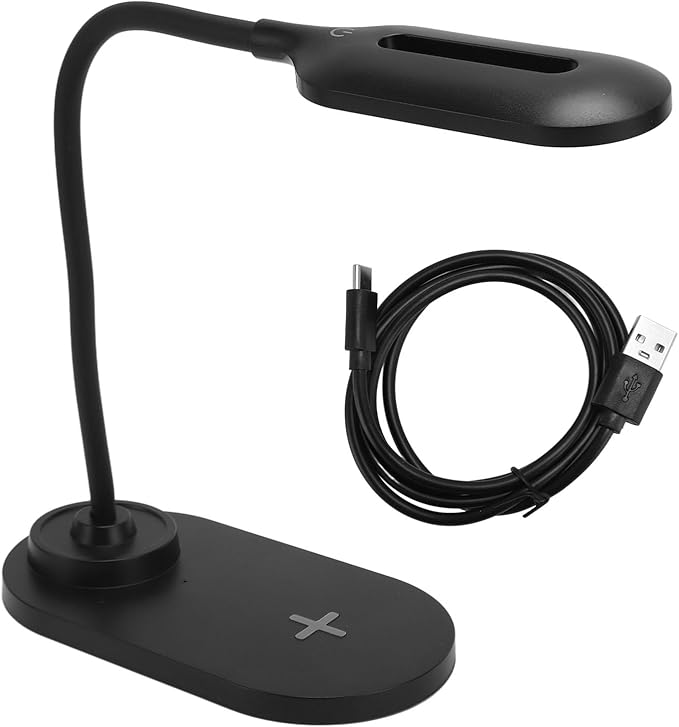VBESTLIFE LED Desk Lamp with Charger, Charging, Flexible Lamp, 3 Levels Light Adjustable, Touch Control, Desk Lamps for Home Office (Black)