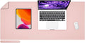 PU Leather Desk Pad Blotter,Light Pink Waterproof Office Desktop Mat for Women,36x17in Non-Slip Large Mouse Pad Writing Protector