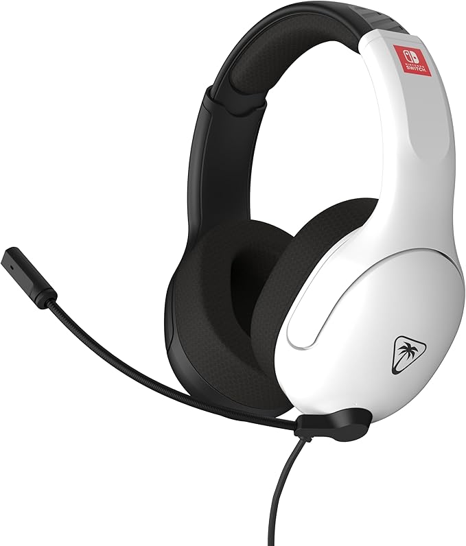 Turtle Beach Airlite Fit Wired Gaming Headset: Officially Licensed for Nintendo Switch, Nintendo Switch Lite & OLED Model - Flip-to-Mute Mic, Over-Ear Comfort Cushions, 40mm Speakers - White & Black