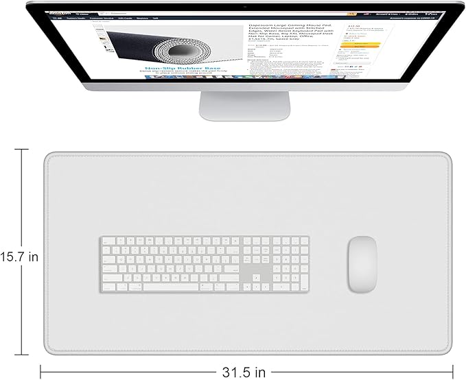 Dapesuom Large Gaming Mouse Pad, Extended Mouse Mat with Stitched Edges, Full Size Keyboard Pad with Non-Slip Base, Big XXL Computer Desk Mats for Gamer, Laptop, Office, 31.5 x 15.7in, Space Gray