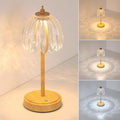 Tulip Table Lamp with 5200mAh Battery & Touch Control, Small Cordless Table Lamp with 3 Colors, Rechargeable Battery Operated Table Lamps for Bedroom, Desk, Bedside (Transparent-Beech Color)