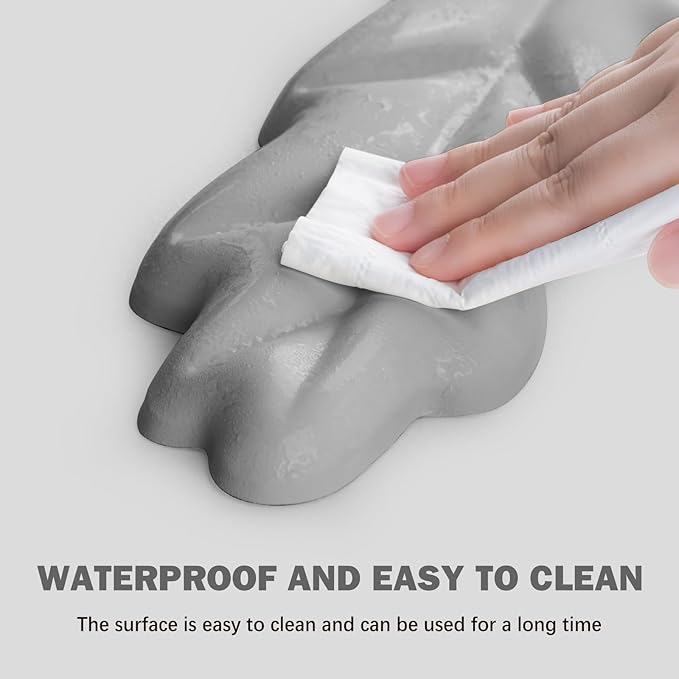 Keyboard Wrist Rest Pad Set, Leaf Shape PU Leather Memory Foam Wrist Cushion Support,Mouse Wrist Rest Pad,Non-Slip Wrist Support for Easy Typing, Grey Leaf