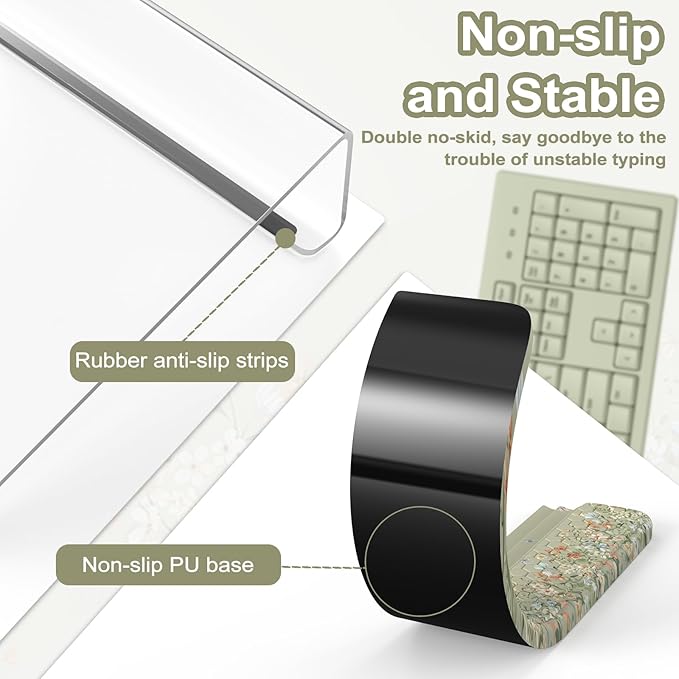 HAOCOO Computer Keyboard Stand, Wrist Rest with 3-Level Height Adjustment, Acrylic Keyboard Holder for Comfortable Typing, Tilted Keyboard Rest, Desk Wrist Pad for Office, Home
