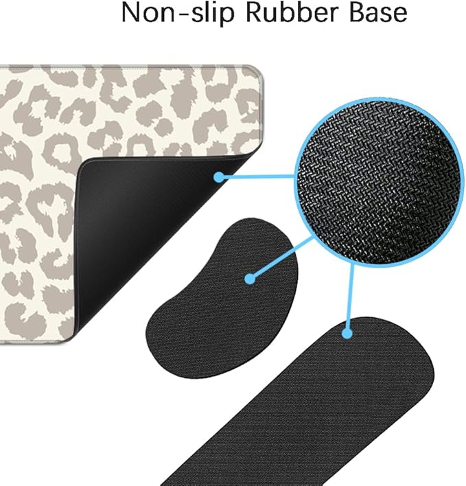 MIBITRI Keyboard Mouse Pad Set, Extended Gaming Mouse Pad+Ergonomics Keyboard Wrist Rest Support, Memory Foam, Easy Typing, 4Pcs XXL Ultra Thick Desk Mat, Leopard Print
