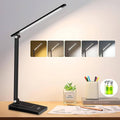 ErayLife Rechargeable LED Desk Lamp, 800LM 2600mAh Reading Table Lamp, 5 Color Modes 5 Brightness Touch LED Desk Lamps, Bedside Lamp with USB Charging Port for Study Home Office Nail, Black