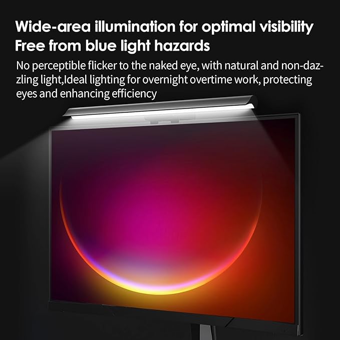 BY-J Computer Monitor Light Bars, Screen Monitor Light Bar for Eye Caring, Charged and Plugged in, Dimmable Monitor Light Bar, Touch Control, No Glare Space Saving Home