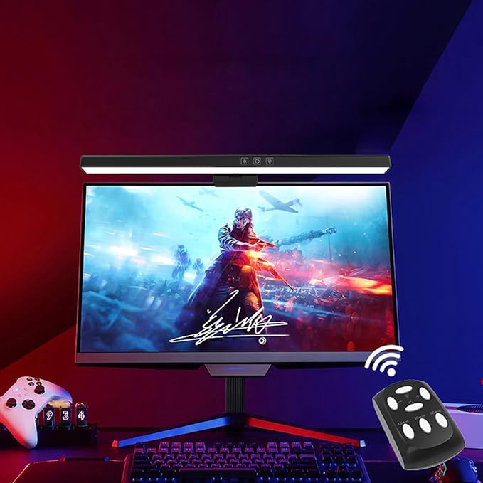 Meichoon Computer Monitor Light Bar with Wireless Remote Control Adjustable Brightness Touch Screen Control Eye Protection LE12 A