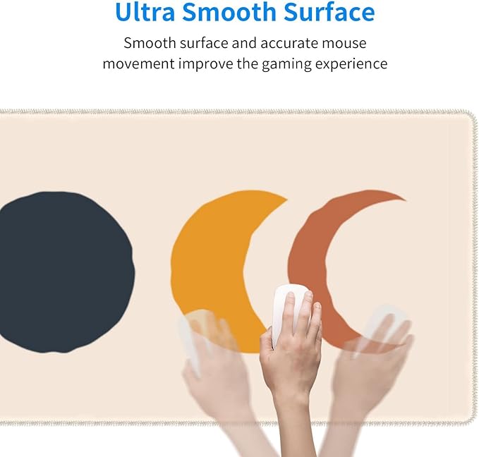 Boho Sun and Moon Mouse Pad Extended Large Gaming Mousepad XL Big Long Oversized Desk Mat Stitched Edges 31.5 X 11.8 Inch for Home Office
