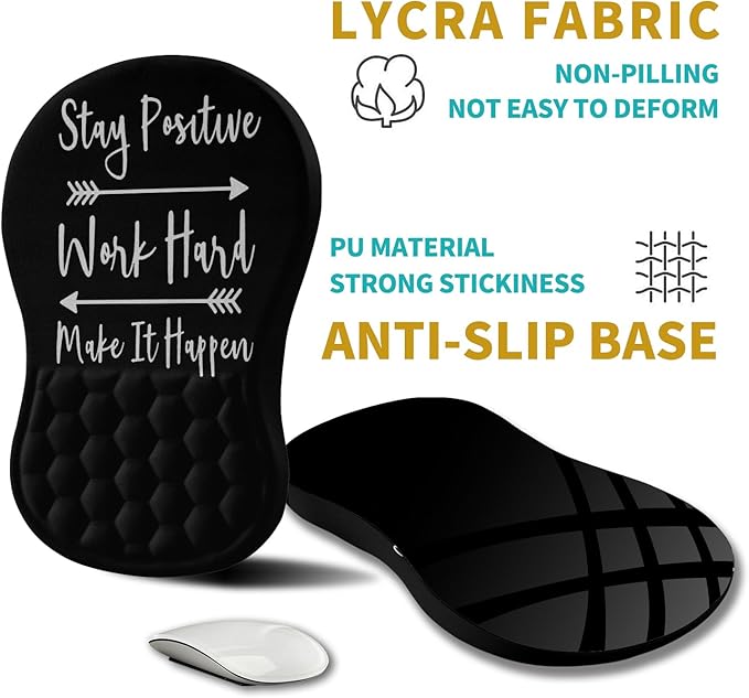 Hokafenle Ergonomic Mouse Pad Wrist Support, Wrist Rest Mousepad for Carpal Tunnel with Integrated Memory Foam Slope Massage Bulge (11.8x7.9 inch,Inspirational Quote)
