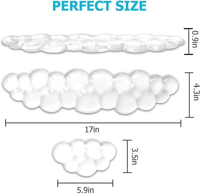 Gel Cloud Wrist Rest Keyboard, Cute Wrist Rest for Computer Keyboard, Ergonomic keyboard Wrist Rest and Soft Mouse Wrist Rest for Typing, Suitable for Office, Home, Computer, Gaming, Clear