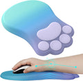 L-SPOUTTO Ergonomic Mouse Pad with Wrist Rest,Cute Cat Paw Mousepad Wrist Support,Comfortable Massage Design Computer Pain Relief Mouse Pad with Non-Slip PU Base for Desk Laptop Gaming,Purple&Green