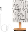 White Light LED Table Lamp, Bedside Lamp with Linen Lampshade, Flicker-Free Eye Care USB Plug in Nightstand Lamp, for Bedroom and Office