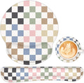Ergonomic Mouse Pad with Wrist Rest and Keyboard Wrist Rest, Mousepad and Wrist Rest for Computer Keyboard, Non-Slip Rubber Base, Mouse Pad Wrist Support for Gaming, Colorful Checkered