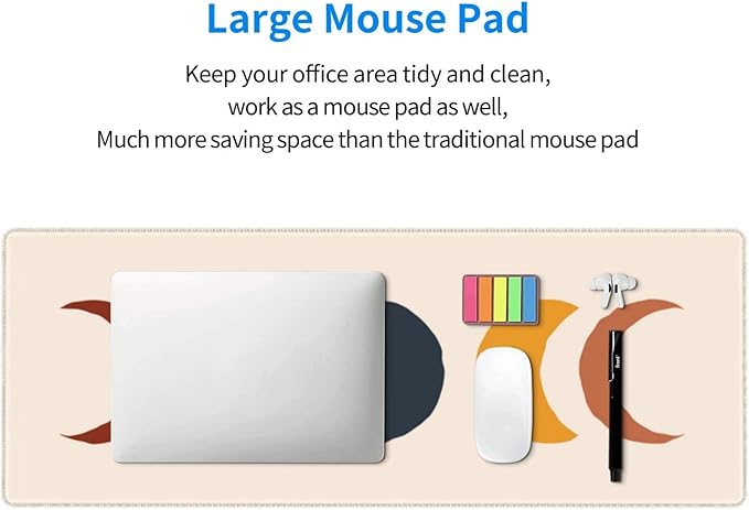 Boho Sun and Moon Mouse Pad Extended Large Gaming Mousepad XL Big Long Oversized Desk Mat Stitched Edges 31.5 X 11.8 Inch for Home Office