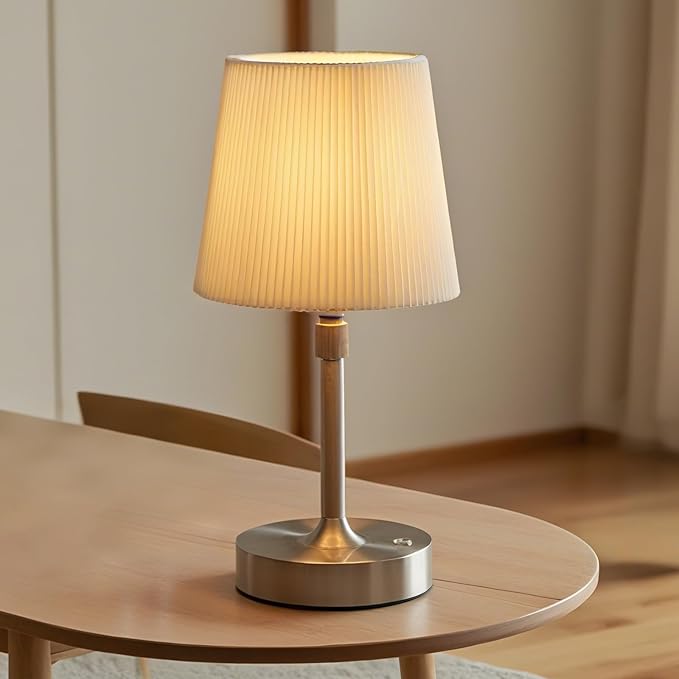 Cordless Touch Table Bedside Lamp, 12-15" Height Adjustable Dimmable Rechargeable Desk/Nightstand Lamp for Bedroom/Living Room/Kitchen/Dining/Home/Room Decor