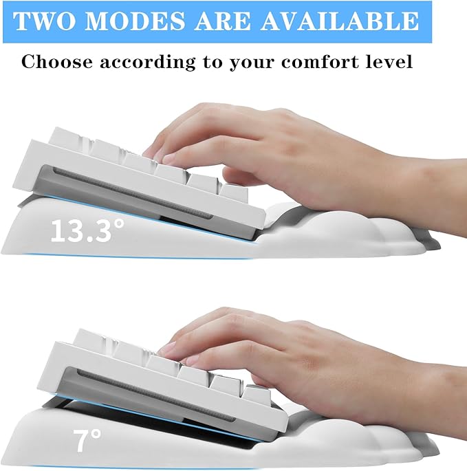 Cloud Keyboard and Mouse with Wrist Rest, Ergonomic Tilted Keyboard Stand with Soft Memory Foam Wrist Support Set, Effortless Typing, Comfortable for Office, Work, and Gaming