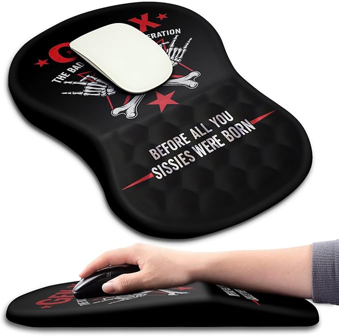 Hokafenle Ergonomic Mouse Pad Wrist Support with Massage Design, Wrist Rest Mousepad with Memory Foam&Non-Slip PU Base, Mouse Pads for Wireless Mouse & Desk (12x8 inch,Gen X)