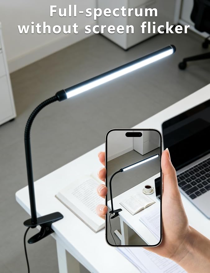 Set of 2 LED Desk Lamp with Clamp for Office Home, Clip on Table Light Bar, Monitor Light Bar Curved, Drawing Desk, Work from Home Reading Light, Reading, Study, Workbench Dormitory
