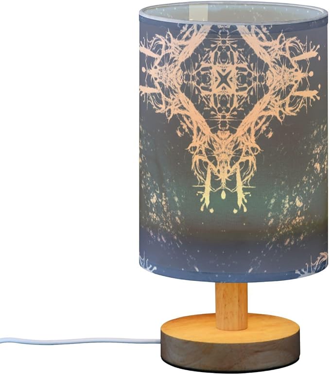 Blue Snowflake LED Table Lamp, Bedside Lamp with Linen Lampshade, Flicker-Free Eye Care USB Plug in Nightstand Lamp, for Bedroom and Office