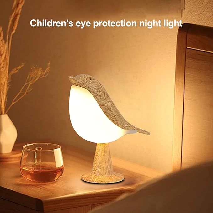 Bedside Touch Control Table Lamp Aroma Lamps Cute Bird Shaped Led Bedside Desk Lamp with USB Charging Port 3 Way Dimmable Creative Night Light Cordless Nightstand Lamp for Bedroom Home Office(Wood)