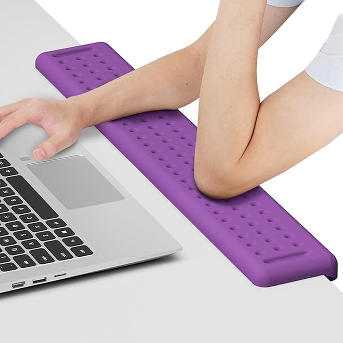 Leolee L-Shaped Desk Long Wrist Rest Elbow 60CM, Purple Memory Foam Arm Rest for Desk with Non-Slip Base, Ergonomic Desk Edge Cushion, Wrist Support for Computer Keyboard, Typing, Office, Home